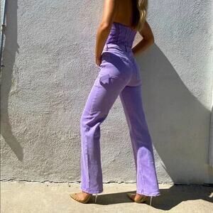AFRM Fez Carpenter Jeans Purple Lavender Baggy Wide Leg